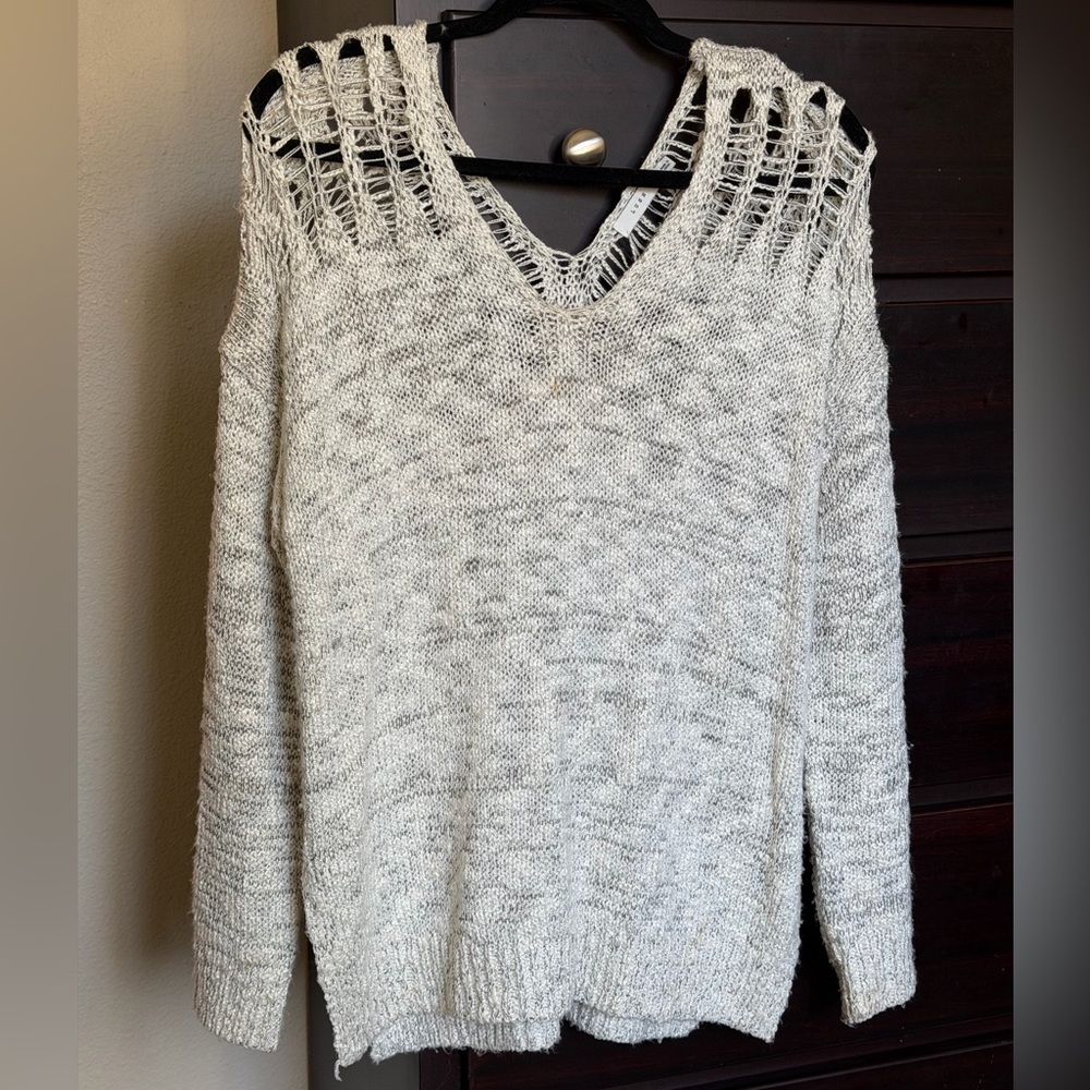 Lush Open-Weave V-Neck Sweater